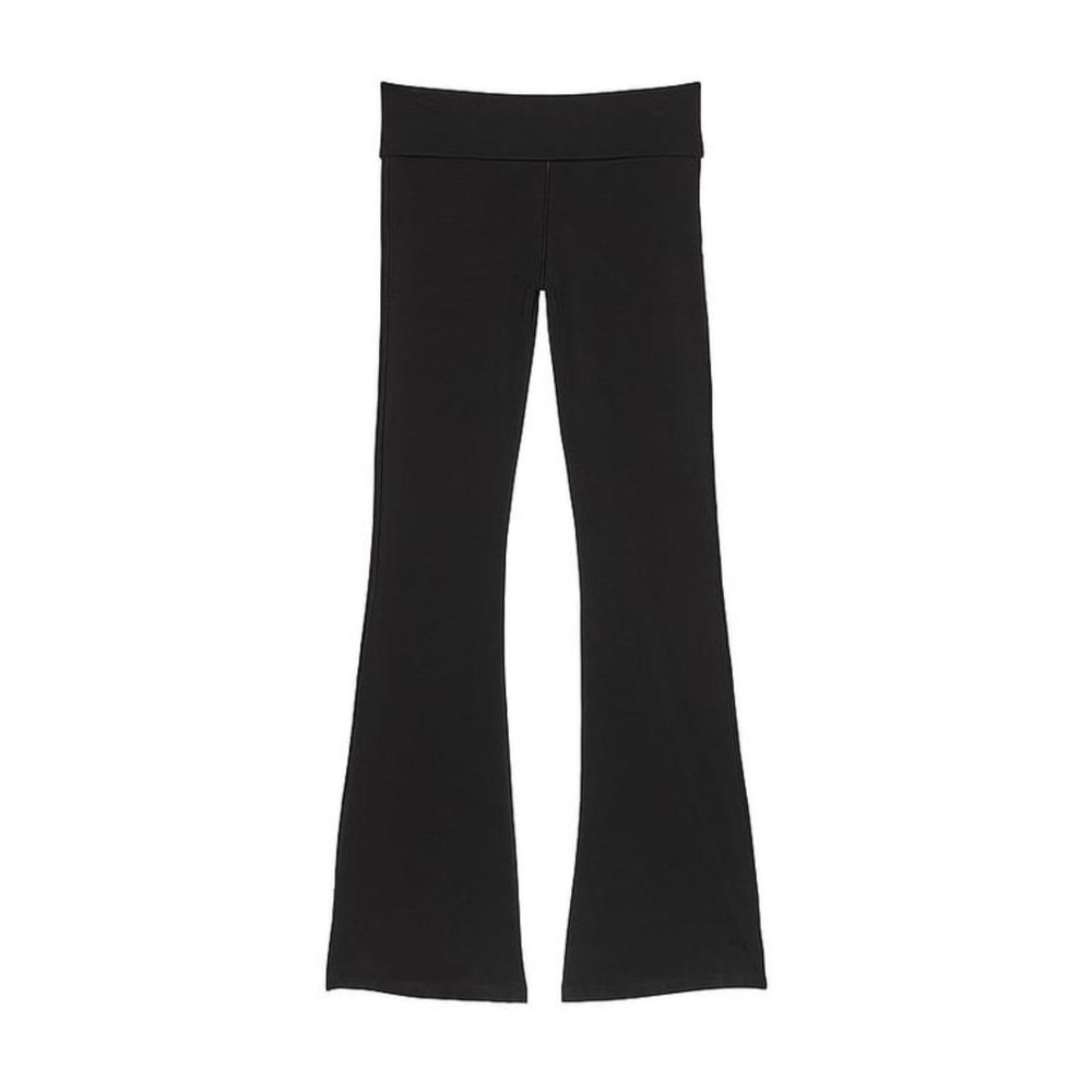 Victoria's Secret PINK Black Rhinestone Foldover Flare Yoga Pants Bootcut Size M - Picture 4 of 10